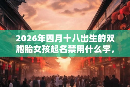 2026年四月十八出生的双胞胎女孩起名禁用什么字，五行属什么