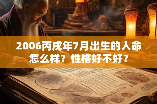 2006丙戌年7月出生的人命怎么样？性格好不好？