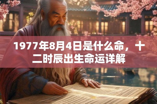 1977年8月4日是什么命，十二时辰出生命运详解