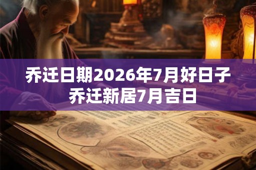 乔迁日期2026年7月好日子  乔迁新居7月吉日