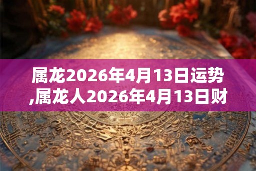 属龙2026年4月13日运势,属龙人2026年4月13日财运,生肖龙2026年4月13日运势