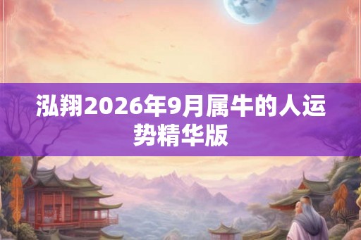 泓翔2026年9月属牛的人运势精华版