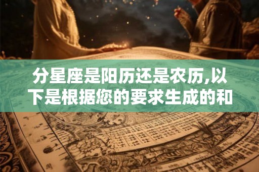 分星座是阳历还是农历,以下是根据您的要求生成的和