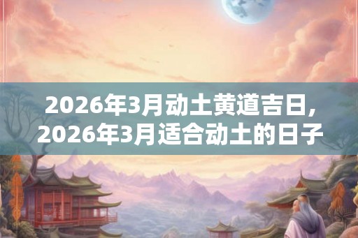 2026年3月动土黄道吉日,2026年3月适合动土的日子