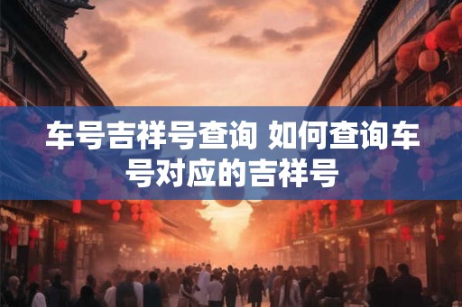 车号吉祥号查询 如何查询车号对应的吉祥号
