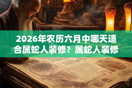 2026年农历六月中哪天适合属蛇人装修？属蛇人装修吉日