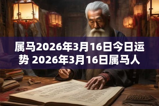 属马2026年3月16日今日运势 2026年3月16日属马人运势好吗