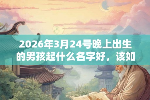 2026年3月24号晚上出生的男孩起什么名字好，该如何取名？