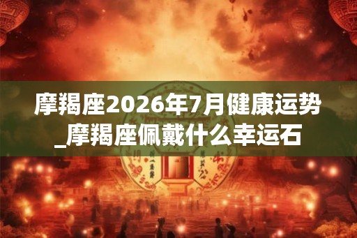 摩羯座2026年7月健康运势_摩羯座佩戴什么幸运石