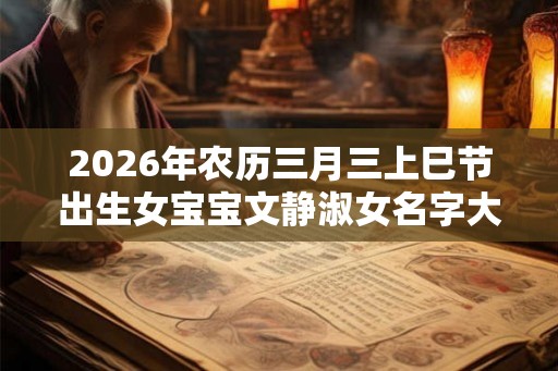 2026年农历三月三上巳节出生女宝宝文静淑女名字大全