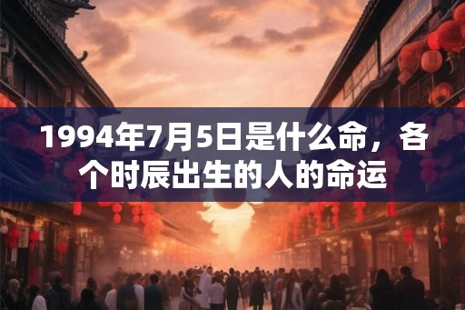 1994年7月5日是什么命，各个时辰出生的人的命运