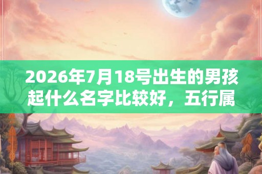 2026年7月18号出生的男孩起什么名字比较好，五行属什么