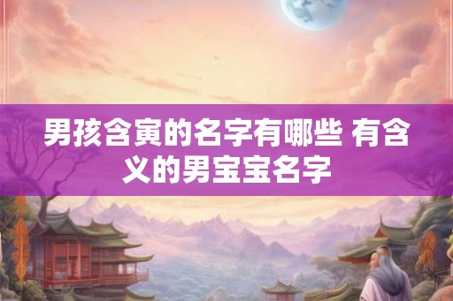 男孩含寅的名字有哪些 有含义的男宝宝名字