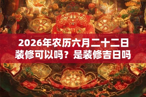 2026年农历六月二十二日装修可以吗？是装修吉日吗？