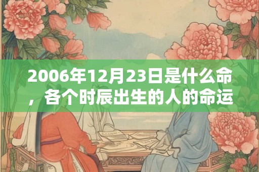2006年12月23日是什么命，各个时辰出生的人的命运