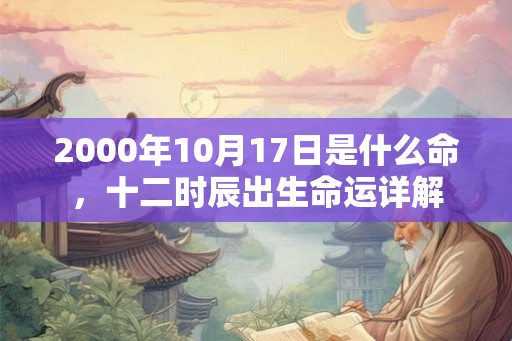 2000年10月17日是什么命，十二时辰出生命运详解