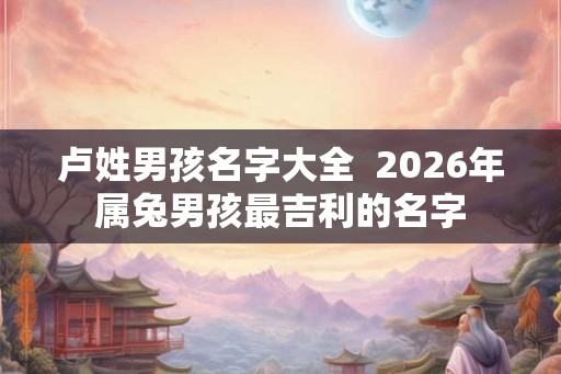 卢姓男孩名字大全  2026年属兔男孩最吉利的名字