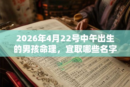 2026年4月22号中午出生的男孩命理，宜取哪些名字？