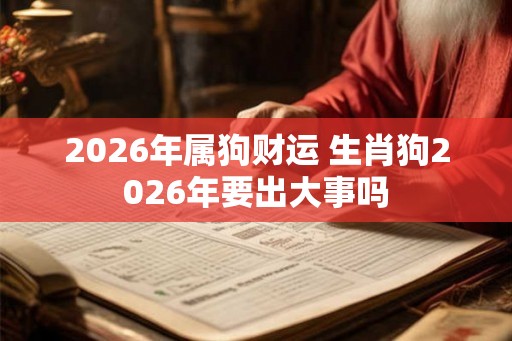 2026年属狗财运 生肖狗2026年要出大事吗
