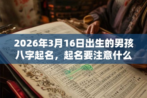 2026年3月16日出生的男孩八字起名，起名要注意什么？
