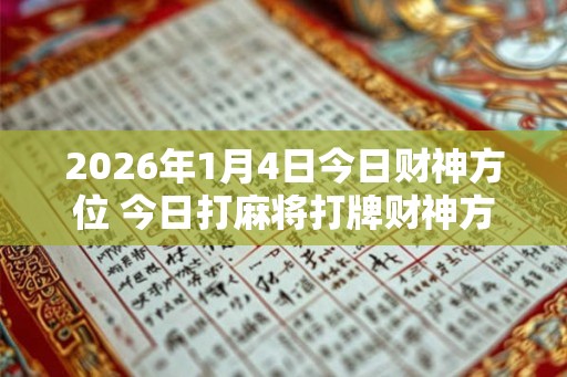 2026年1月4日今日财神方位 今日打麻将打牌财神方位
