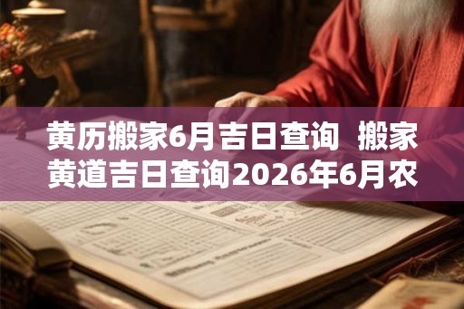 黄历搬家6月吉日查询  搬家黄道吉日查询2026年6月农历
