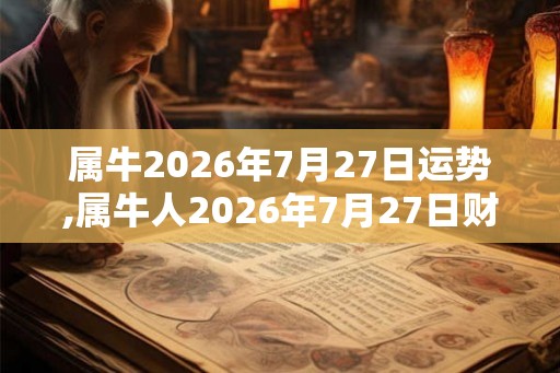 属牛2026年7月27日运势,属牛人2026年7月27日财运,生肖牛2026年7月27日运势