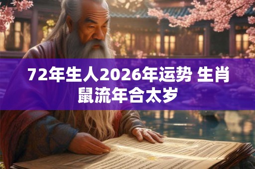 72年生人2026年运势 生肖鼠流年合太岁