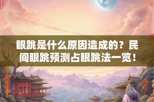 眼跳是什么原因造成的？民间眼跳预测占眼跳法一览！