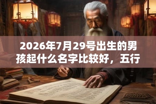 2026年7月29号出生的男孩起什么名字比较好，五行属什么