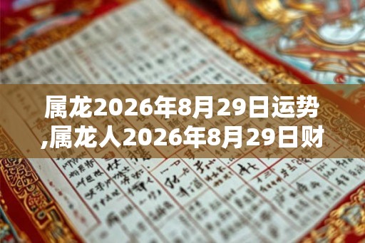 属龙2026年8月29日运势,属龙人2026年8月29日财运,生肖龙2026年8月29日运势