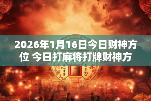 2026年1月16日今日财神方位 今日打麻将打牌财神方位