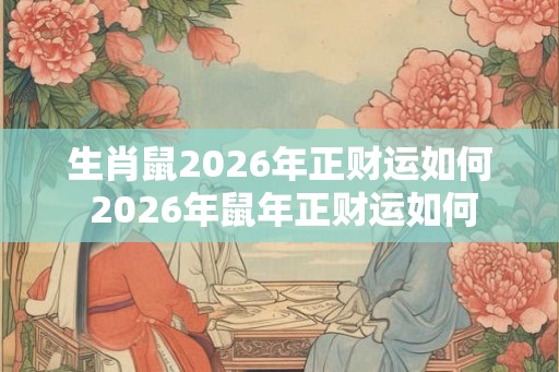 生肖鼠2026年正财运如何 2026年鼠年正财运如何