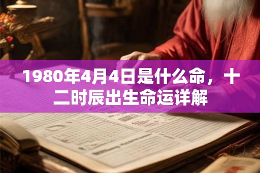 1980年4月4日是什么命，十二时辰出生命运详解