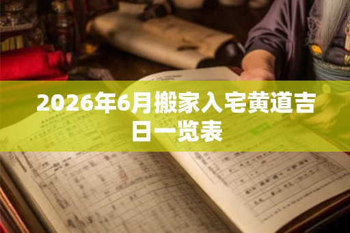 2026年6月搬家入宅黄道吉日一览表