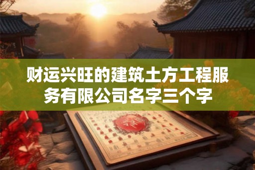 财运兴旺的建筑土方工程服务有限公司名字三个字 财运兴旺的建筑土方工程服务有限公司名字三个字