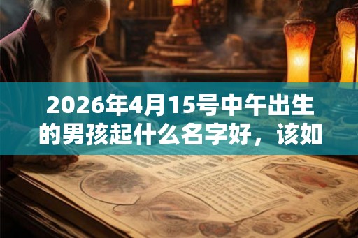 2026年4月15号中午出生的男孩起什么名字好，该如何取名？