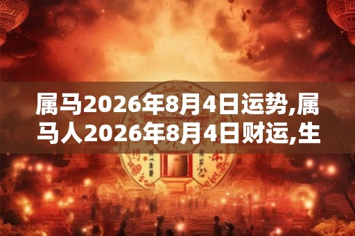 属马2026年8月4日运势,属马人2026年8月4日财运,生肖马2026年8月4日运势