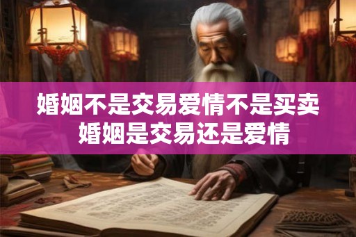 婚姻不是交易爱情不是买卖  婚姻是交易还是爱情