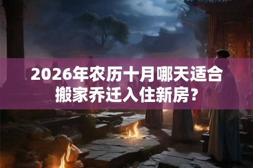 2026年农历十月哪天适合搬家乔迁入住新房？