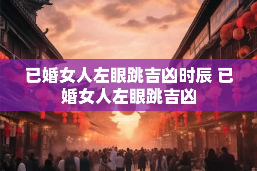 已婚女人左眼跳吉凶时辰 已婚女人左眼跳吉凶