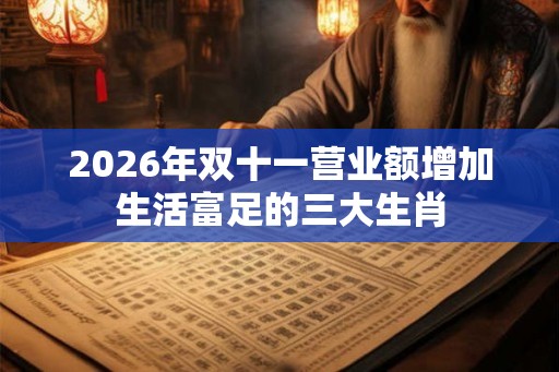 2026年双十一营业额增加生活富足的三大生肖