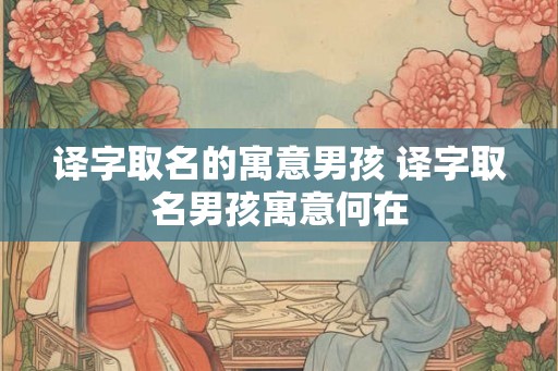 译字取名的寓意男孩 译字取名男孩寓意何在