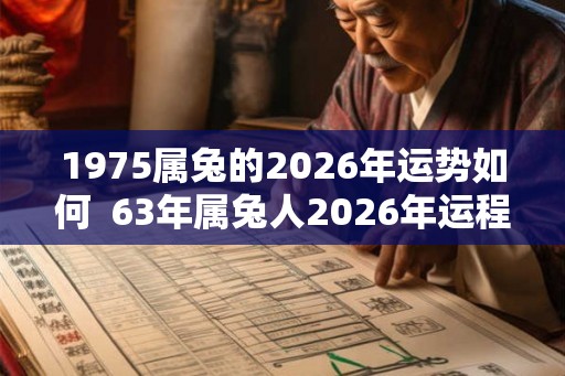 1975属兔的2026年运势如何  63年属兔人2026年运程