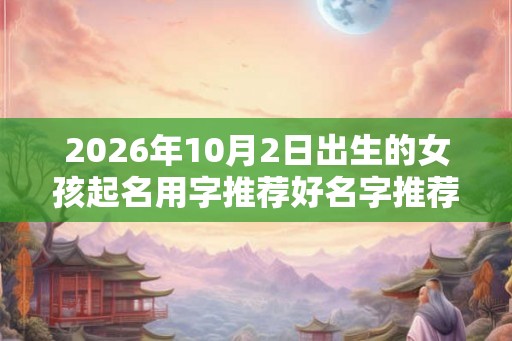 2026年10月2日出生的女孩起名用字推荐好名字推荐