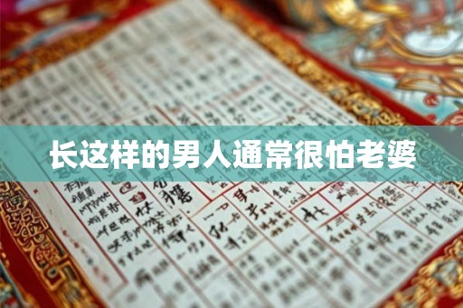 长这样的男人通常很怕老婆