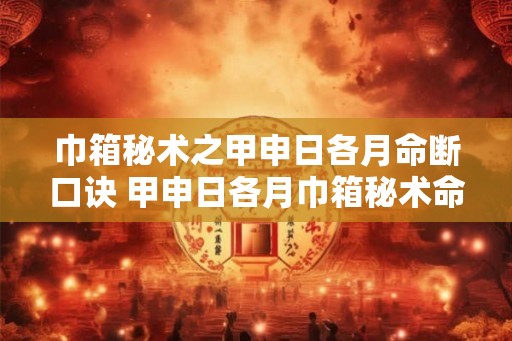 巾箱秘术之甲申日各月命断口诀 甲申日各月巾箱秘术命断口诀是什么