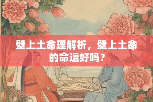 壁上土命理解析，壁上土命的命运好吗？