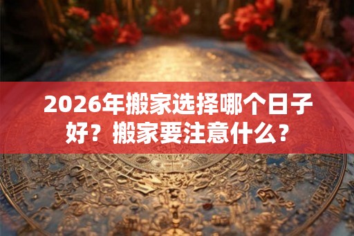2026年搬家选择哪个日子好？搬家要注意什么？