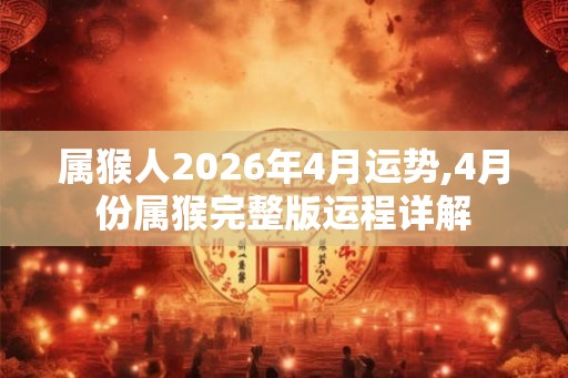 属猴人2026年4月运势,4月份属猴完整版运程详解